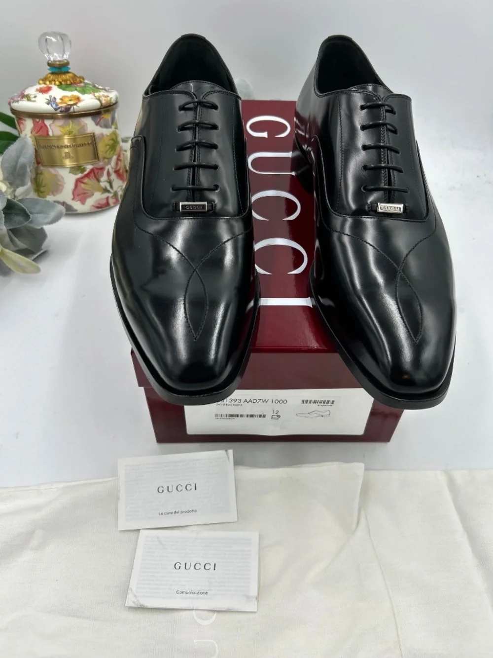 Men’s Gucci Topstitch Leather Lace-Up Oxford Dress Shoes. Size 12 fits 12.5.